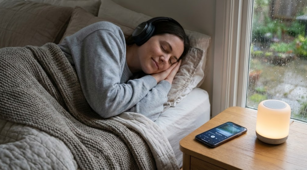 listening to rain sound while sleeping