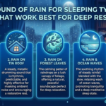 Infographic of five types of sound of rain for sleeping.