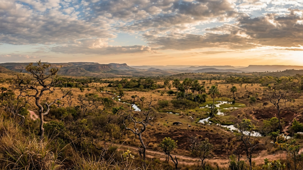 Vast landscape at dawn with soft light, ideal for a serene dawn chorus recording.